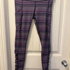 Women's Lulu Purple Striped Performance Leggings